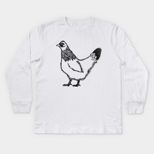 Chicken Hen Hand Drawn Kids Long Sleeve T-Shirt